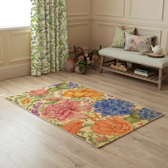 Floral Rug with Thistle Design - Pink, Wool image