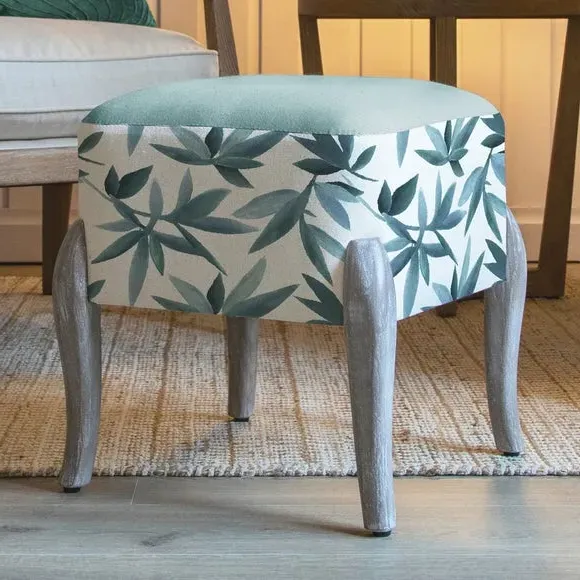Footstool with Curved Legs - Blue, Wood image