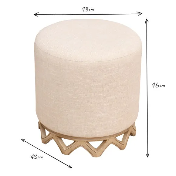 Footstool with Wooden Base - Oak, Fabric