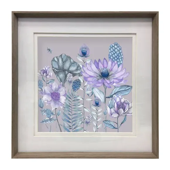 Framed Print Floral Design - Violet, Paper