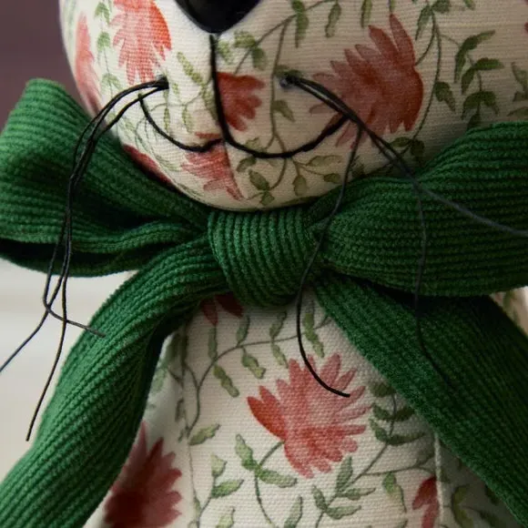 Hare Doorstop with Green Bow - Multicolor, Fabric