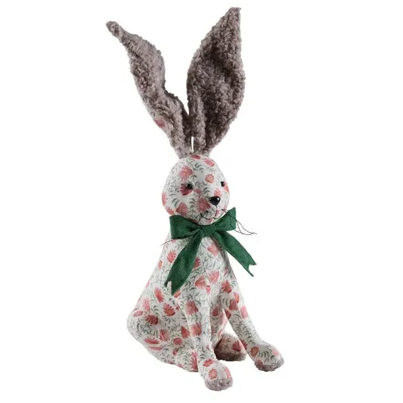 Hare Doorstop with Green Bow - Multicolor, Fabric