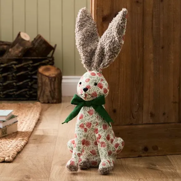 Hare Doorstop with Green Bow - Multicolor, Fabric image