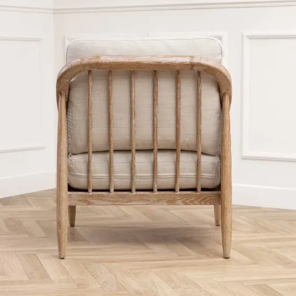 Occasional Armchair - Linen, Rattan Wood