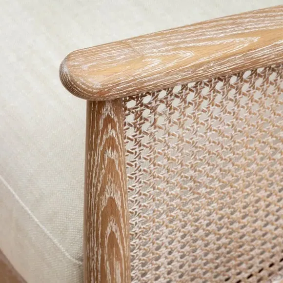 Occasional Armchair - Linen, Rattan Wood