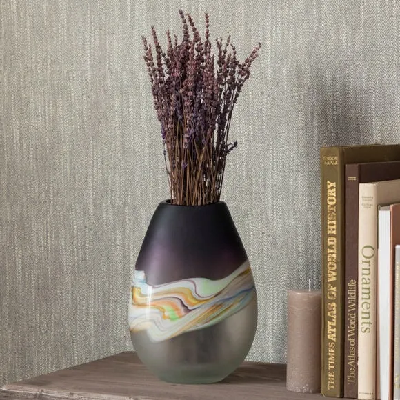 Oval Vase Hand Blown - Amethyst, Glass image