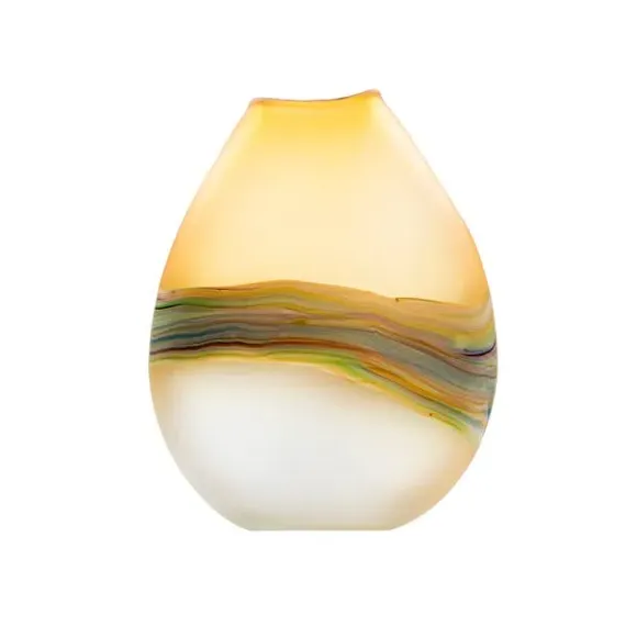 Oval Vase Hand Blown - Citrine, Glass
