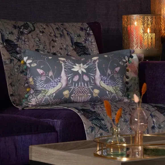 Rectangle Cushion with Animal Design - Purple, Cotton image