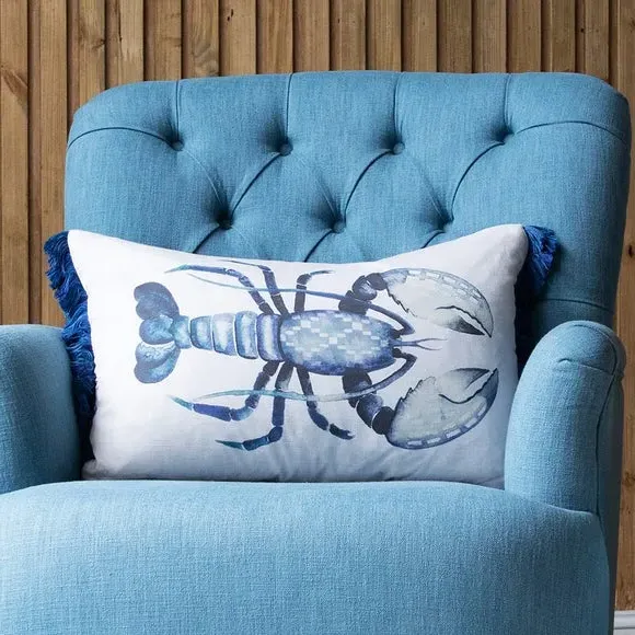 Rectangle Cushion with Zip - Blue, Cotton image