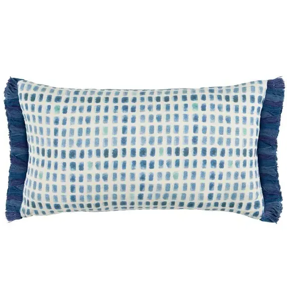Rectangle Cushion with Zip Closure - Blue, Cotton