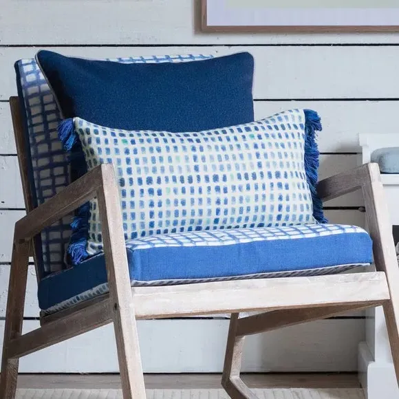 Rectangle Cushion with Zip Closure - Blue, Cotton image