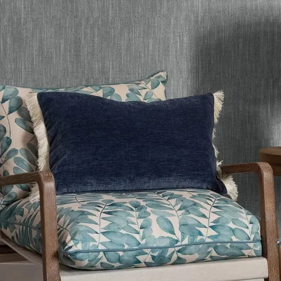 Rectangle Cushion with Zip Closure - Denim, Polyester