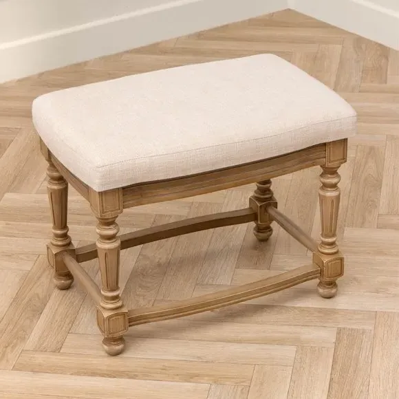 Rectangular Footstool with Carved Legs - Oak