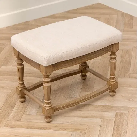 Rectangular Footstool with Carved Legs - Oak
