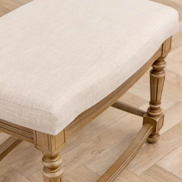 Rectangular Footstool with Carved Legs - Oak