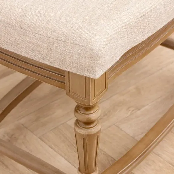 Rectangular Footstool with Carved Legs - Oak