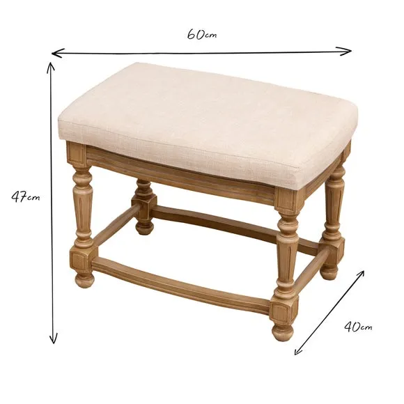 Rectangular Footstool with Carved Legs - Oak