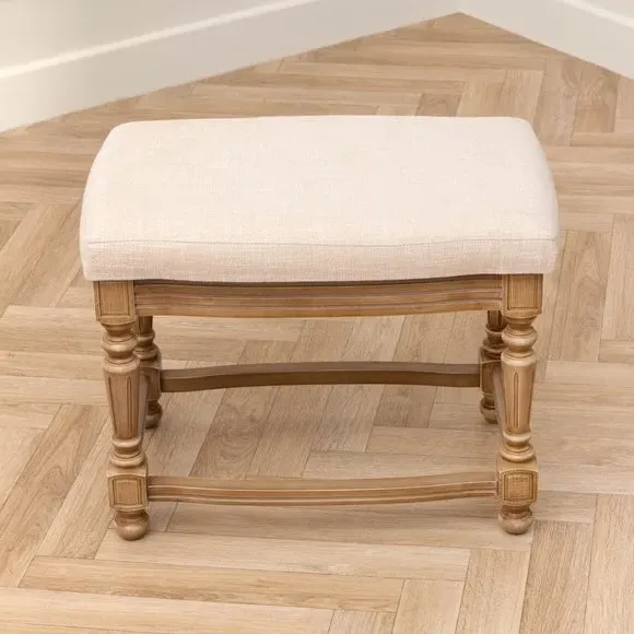 Rectangular Footstool with Carved Legs - Oak image