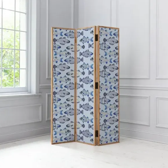 Room Divider with Fish Design - Blue