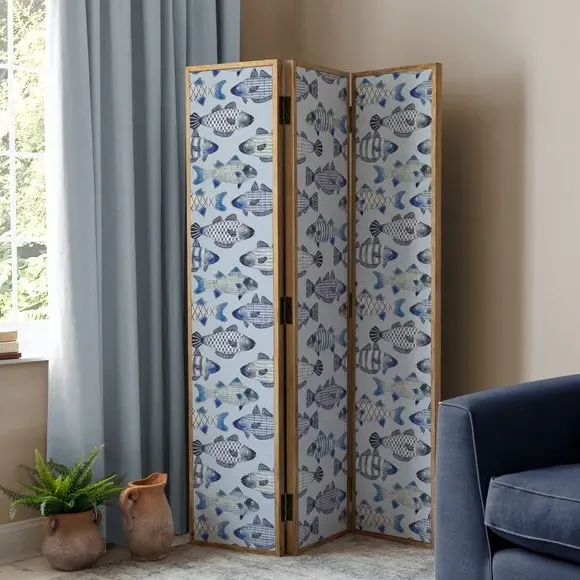 Room Divider with Fish Design - Blue image