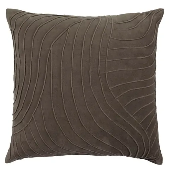 Square Cushion with Embroidery - Iron, Velvet