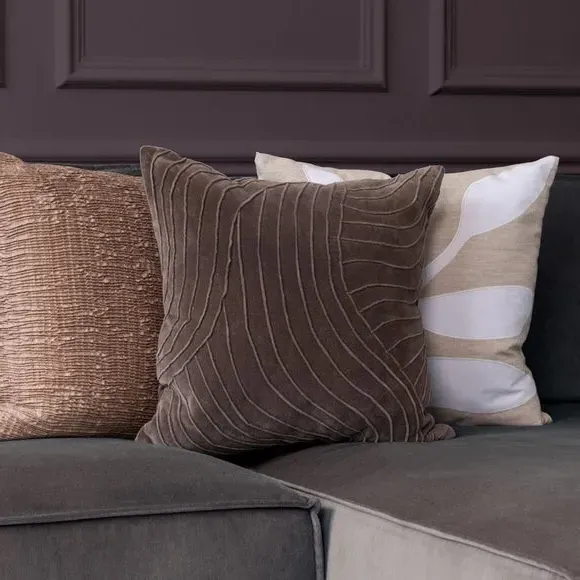 Square Cushion with Embroidery - Iron, Velvet image