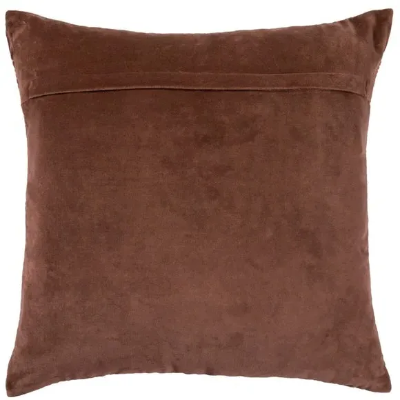 Square Cushion with Embroidery - Persimmon, Velvet