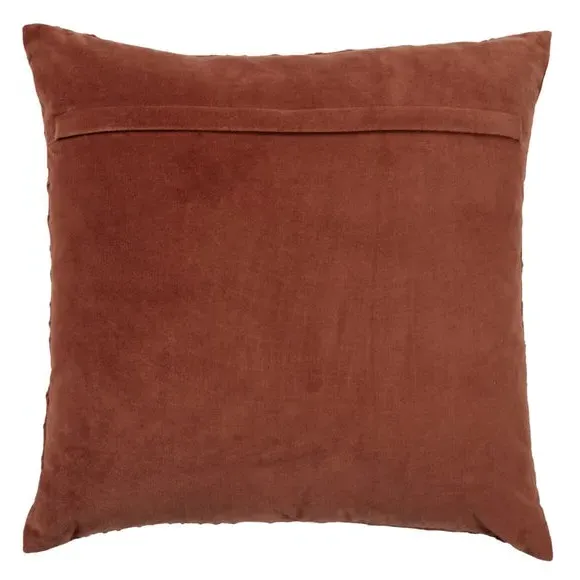 Square Cushion with Embroidery - Persimmon, Velvet