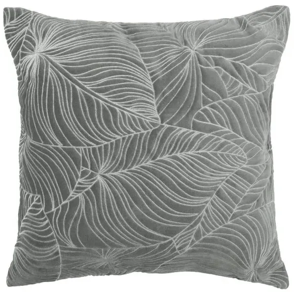 Square Cushion with Embroidery - Steel, Velvet