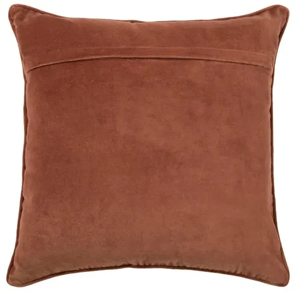 Square Cushion with Floral Print - Persimmon, Cotton