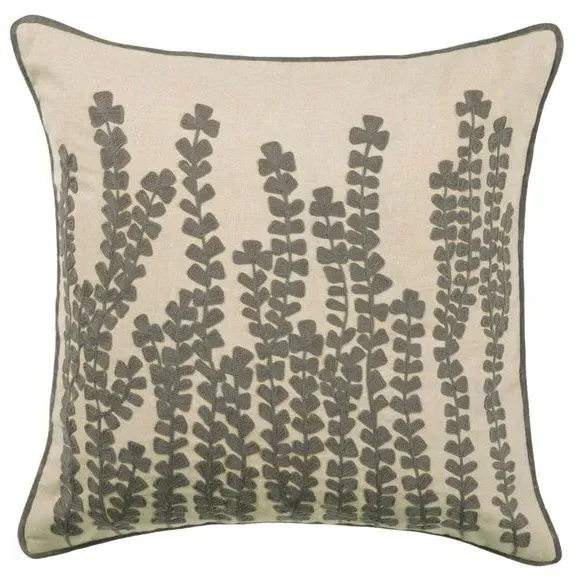 Square Cushion with Floral Print - Steel, Cotton