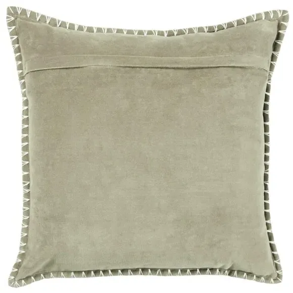 Square Cushion with Stitch Trim - Grey, Velvet