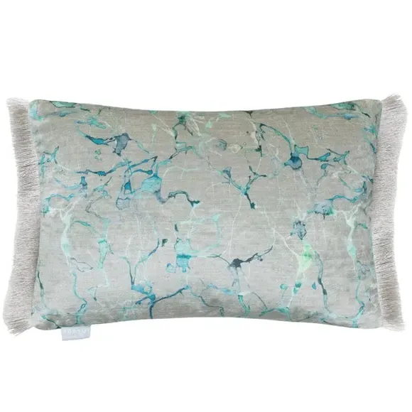Square Cushion with Zip Closure - Blue, Cotton