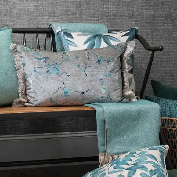 Square Cushion with Zip Closure - Blue, Cotton image