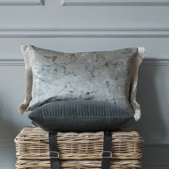 Square Cushion with Zip Closure - Grey, Cotton