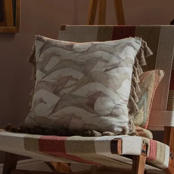 Square Cushion with Zip Closure - Sepia, Velvet image
