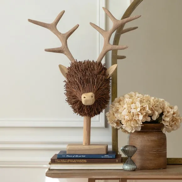 Stag Head Ornament Freestanding - Brown, Wood image