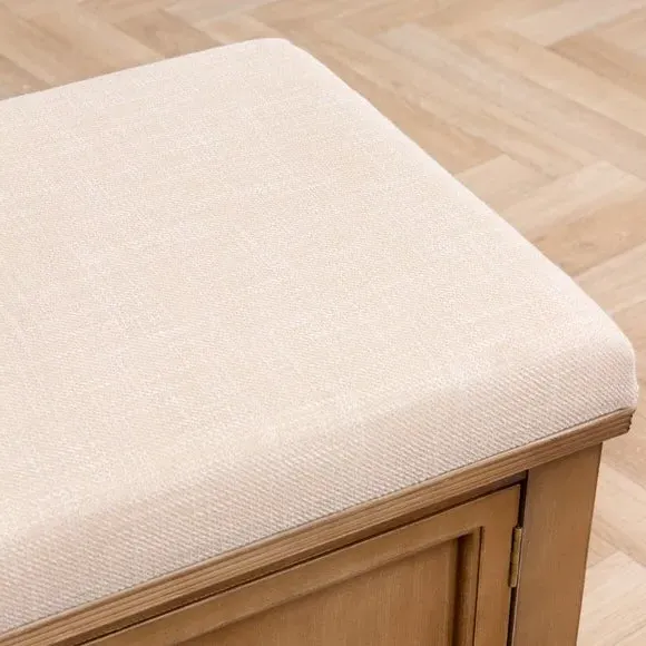 Storage Bench with Woven Top - Oak, Fabric