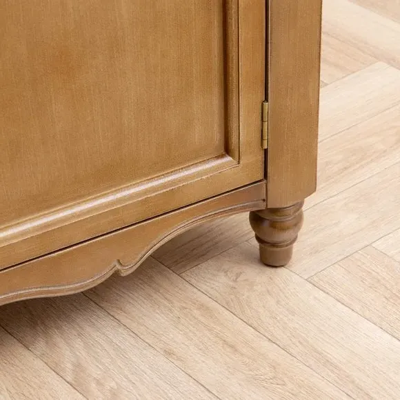 Storage Bench with Woven Top - Oak, Fabric