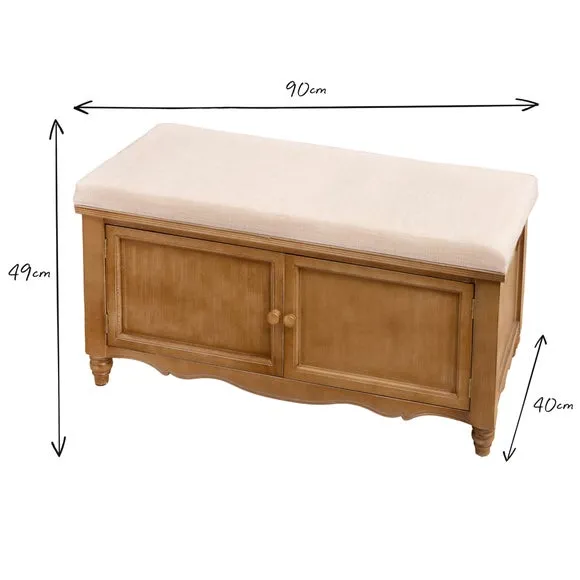 Storage Bench with Woven Top - Oak, Fabric