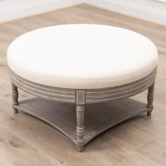 Storage Ottoman with Removable Top - Stone, Fabric