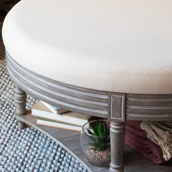 Storage Ottoman with Removable Top - Stone, Fabric