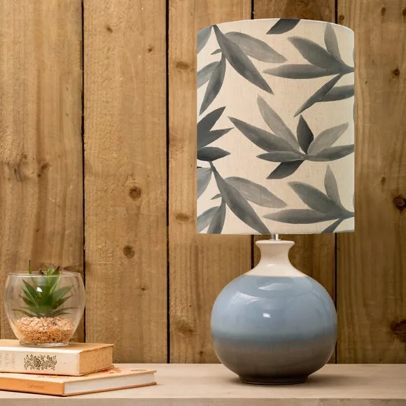 Table Lamp with Floral Shade - Blue, Ceramic image