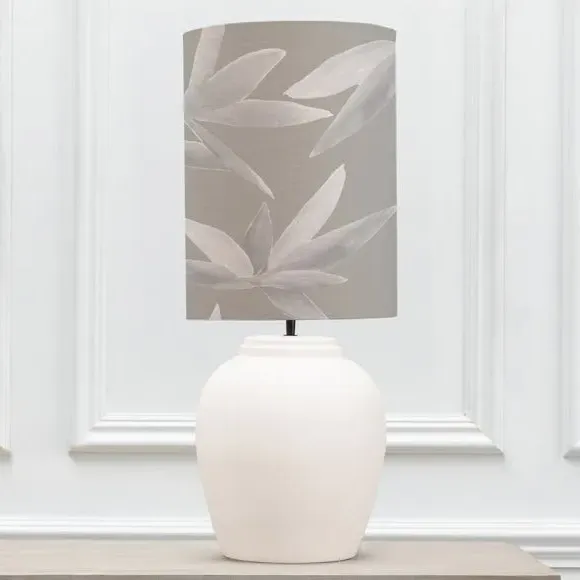 Table Lamp with Floral Shade - Grey, Ceramic