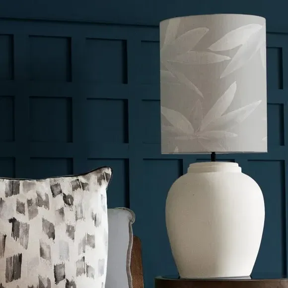 Table Lamp with Floral Shade - Grey, Ceramic image