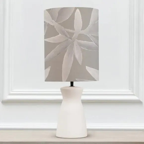 Table Lamp with Floral Shade - Grey, Ceramic