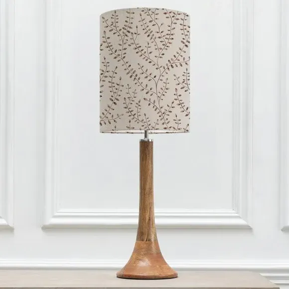 Table Lamp with Floral Shade - Red, Mango Wood