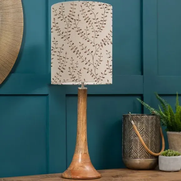 Table Lamp with Floral Shade - Red, Mango Wood image