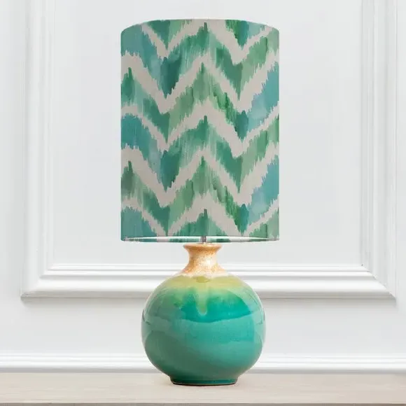 Table Lamp with Patterned Shade - Blue, Ceramic
