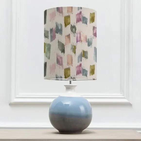 Table Lamp with Patterned Shade - Blue, Ceramic